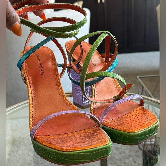 Metallic Color Block Marc Fisher sandals. - Picture 2 of 5